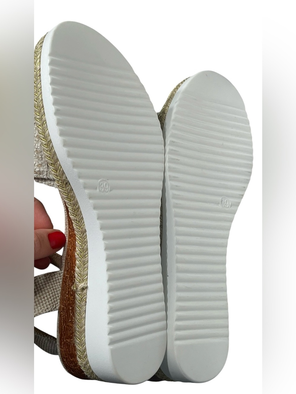 Wedge Espadrille Sandals w/Teed Knot Top and Ankle Strap - Size 39/8 - Picture 6 of 7